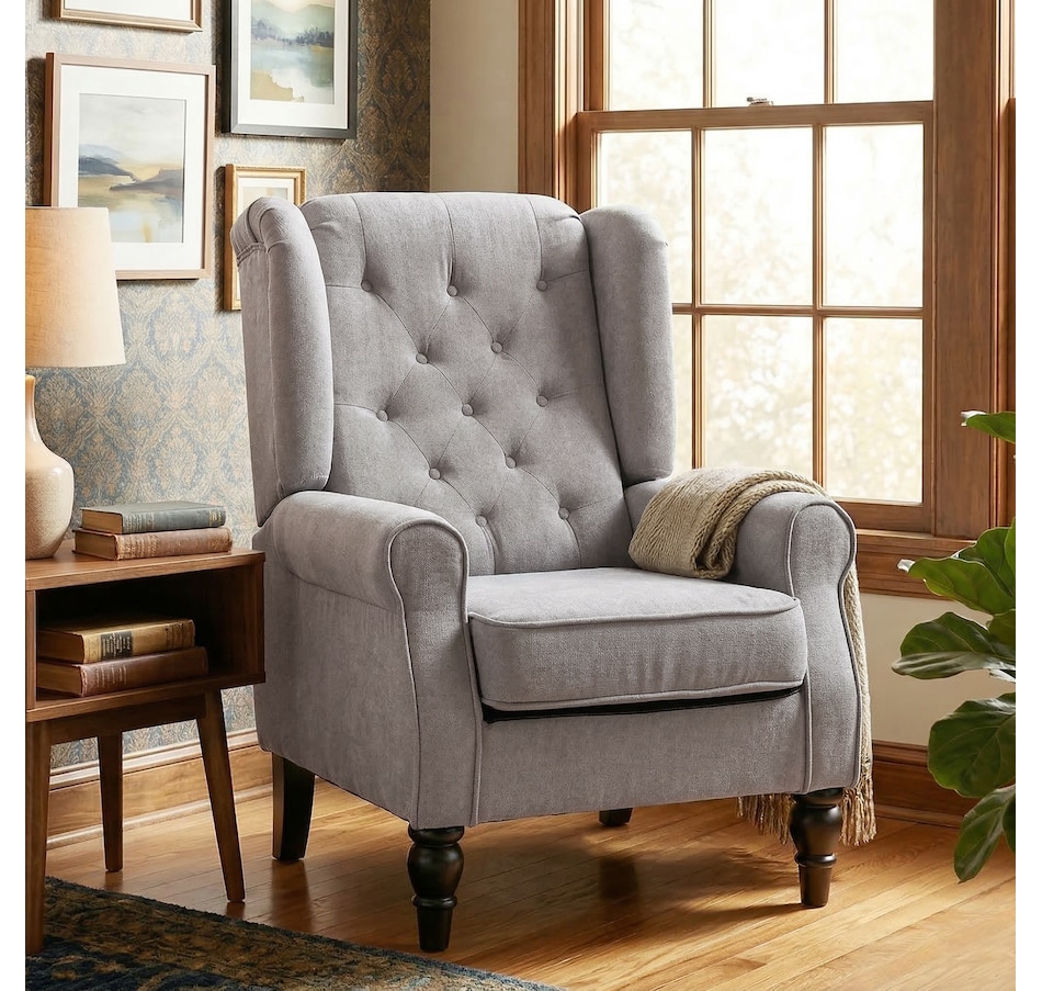Image 926789_ALTMORE16.jpg, Product 926-789 / Price $254.99 - $299.99, HOMCOM Button-Tufted Accent Chair with High Wingback, Rounded Cushioned Armrests from HOMCOM on TSC.ca's Home & Garden department