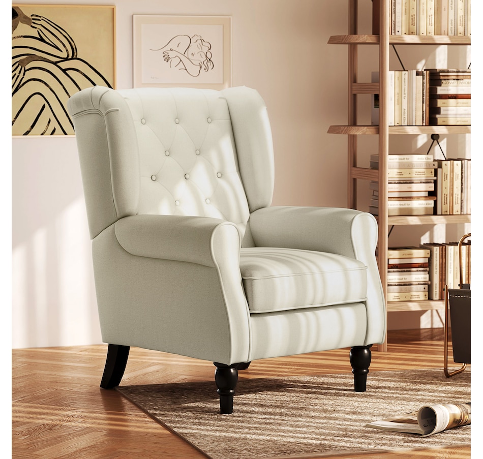 Image 926789_ALTMORE18.jpg, Product 926-789 / Price $254.99 - $299.99, HOMCOM Button-Tufted Accent Chair with High Wingback, Rounded Cushioned Armrests from HOMCOM on TSC.ca's Home & Garden department