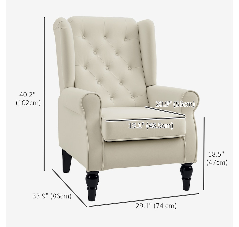 Image 926789_ALTMORE19.jpg, Product 926-789 / Price $254.99 - $299.99, HOMCOM Button-Tufted Accent Chair with High Wingback, Rounded Cushioned Armrests from HOMCOM on TSC.ca's Home & Garden department