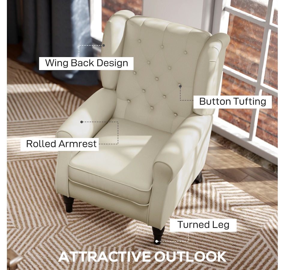 Image 926789_ALTMORE20.jpg, Product 926-789 / Price $254.99 - $299.99, HOMCOM Button-Tufted Accent Chair with High Wingback, Rounded Cushioned Armrests from HOMCOM on TSC.ca's Home & Garden department