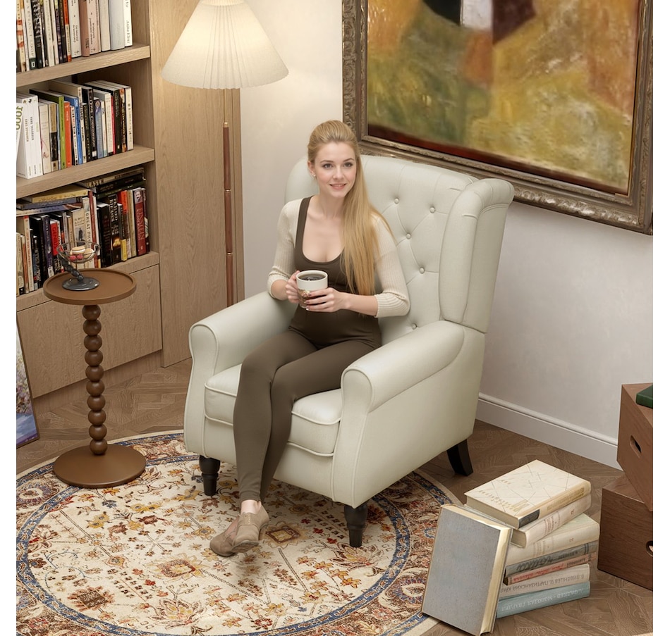 Image 926789_ALTMORE25.jpg, Product 926-789 / Price $254.99 - $299.99, HOMCOM Button-Tufted Accent Chair with High Wingback, Rounded Cushioned Armrests from HOMCOM on TSC.ca's Home & Garden department