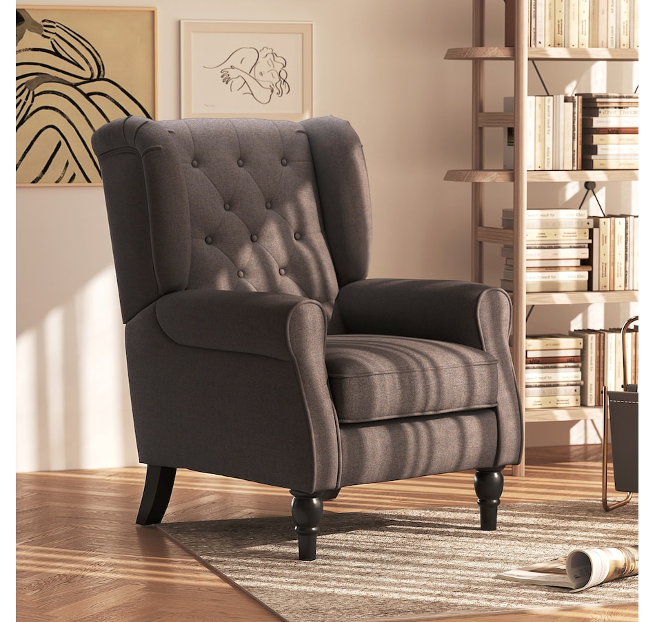 Image 926789_ALTMORE26.jpg, Product 926-789 / Price $254.99 - $299.99, HOMCOM Button-Tufted Accent Chair with High Wingback, Rounded Cushioned Armrests from HOMCOM on TSC.ca's Home & Garden department
