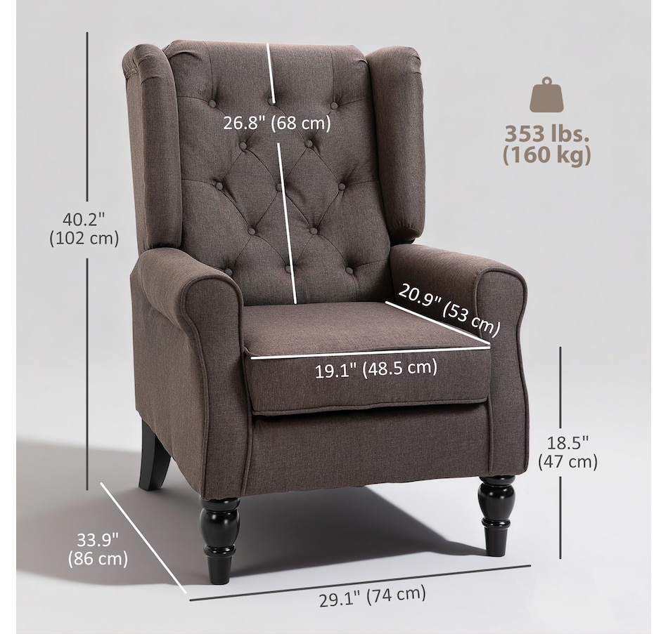 Image 926789_ALTMORE27.jpg, Product 926-789 / Price $254.99 - $299.99, HOMCOM Button-Tufted Accent Chair with High Wingback, Rounded Cushioned Armrests from HOMCOM on TSC.ca's Home & Garden department