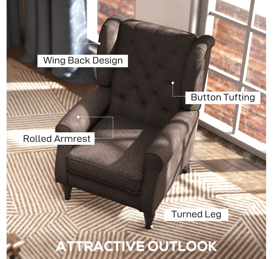 Image 926789_ALTMORE28.jpg, Product 926-789 / Price $254.99 - $299.99, HOMCOM Button-Tufted Accent Chair with High Wingback, Rounded Cushioned Armrests from HOMCOM on TSC.ca's Home & Garden department