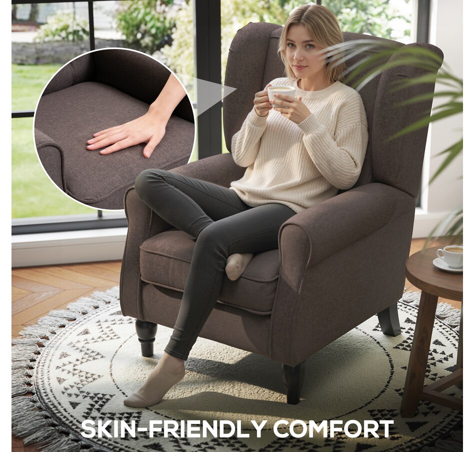 Image 926789_ALTMORE30.jpg, Product 926-789 / Price $254.99 - $299.99, HOMCOM Button-Tufted Accent Chair with High Wingback, Rounded Cushioned Armrests from HOMCOM on TSC.ca's Home & Garden department