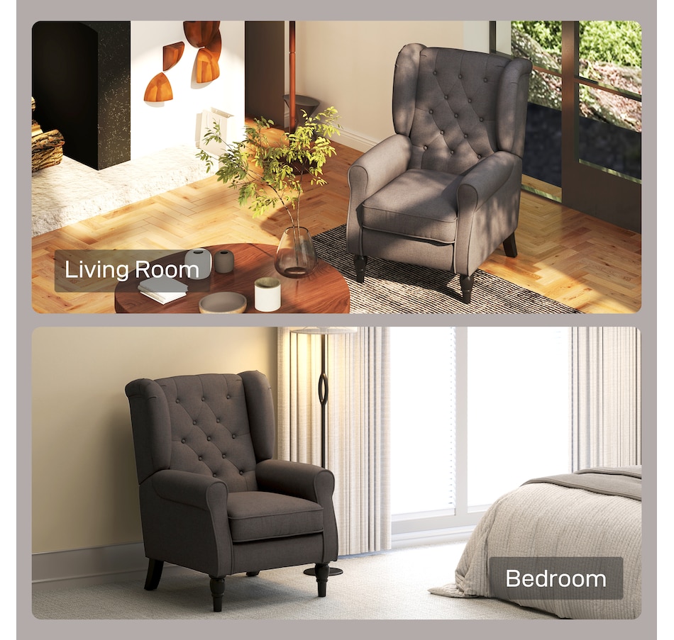 Image 926789_ALTMORE32.jpg, Product 926-789 / Price $254.99 - $299.99, HOMCOM Button-Tufted Accent Chair with High Wingback, Rounded Cushioned Armrests from HOMCOM on TSC.ca's Home & Garden department