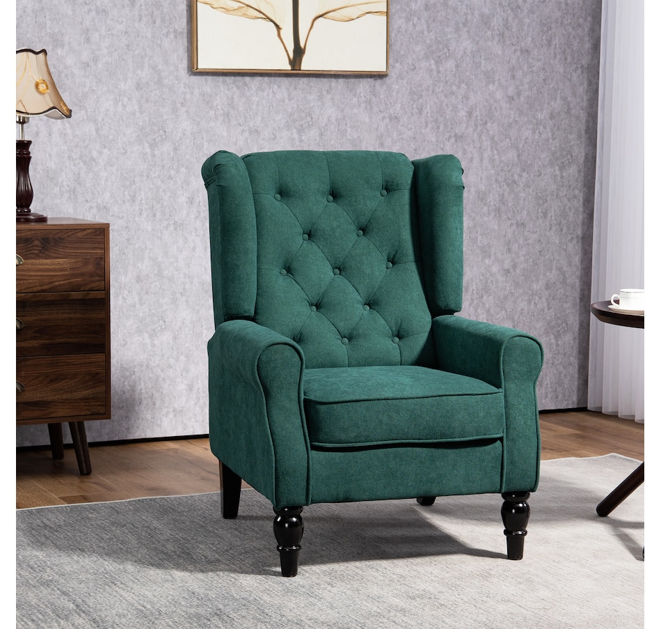 Image 926789_ALTMORE34.jpg, Product 926-789 / Price $254.99 - $299.99, HOMCOM Button-Tufted Accent Chair with High Wingback, Rounded Cushioned Armrests from HOMCOM on TSC.ca's Home & Garden department