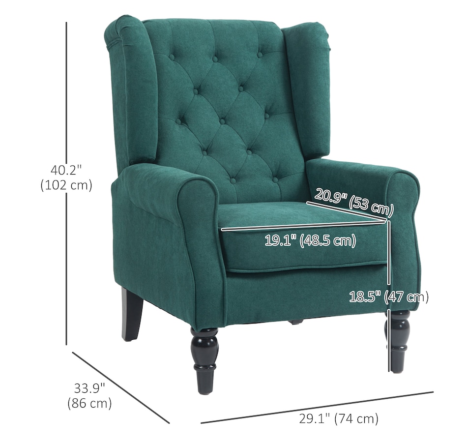 Image 926789_ALTMORE35.jpg, Product 926-789 / Price $254.99 - $299.99, HOMCOM Button-Tufted Accent Chair with High Wingback, Rounded Cushioned Armrests from HOMCOM on TSC.ca's Home & Garden department