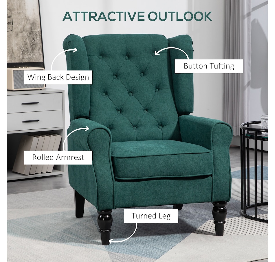 Image 926789_ALTMORE36.jpg, Product 926-789 / Price $254.99 - $299.99, HOMCOM Button-Tufted Accent Chair with High Wingback, Rounded Cushioned Armrests from HOMCOM on TSC.ca's Home & Garden department