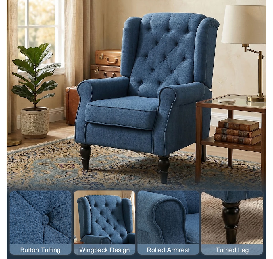 Image 926789_ALTMORE44.jpg, Product 926-789 / Price $254.99 - $299.99, HOMCOM Button-Tufted Accent Chair with High Wingback, Rounded Cushioned Armrests from HOMCOM on TSC.ca's Home & Garden department
