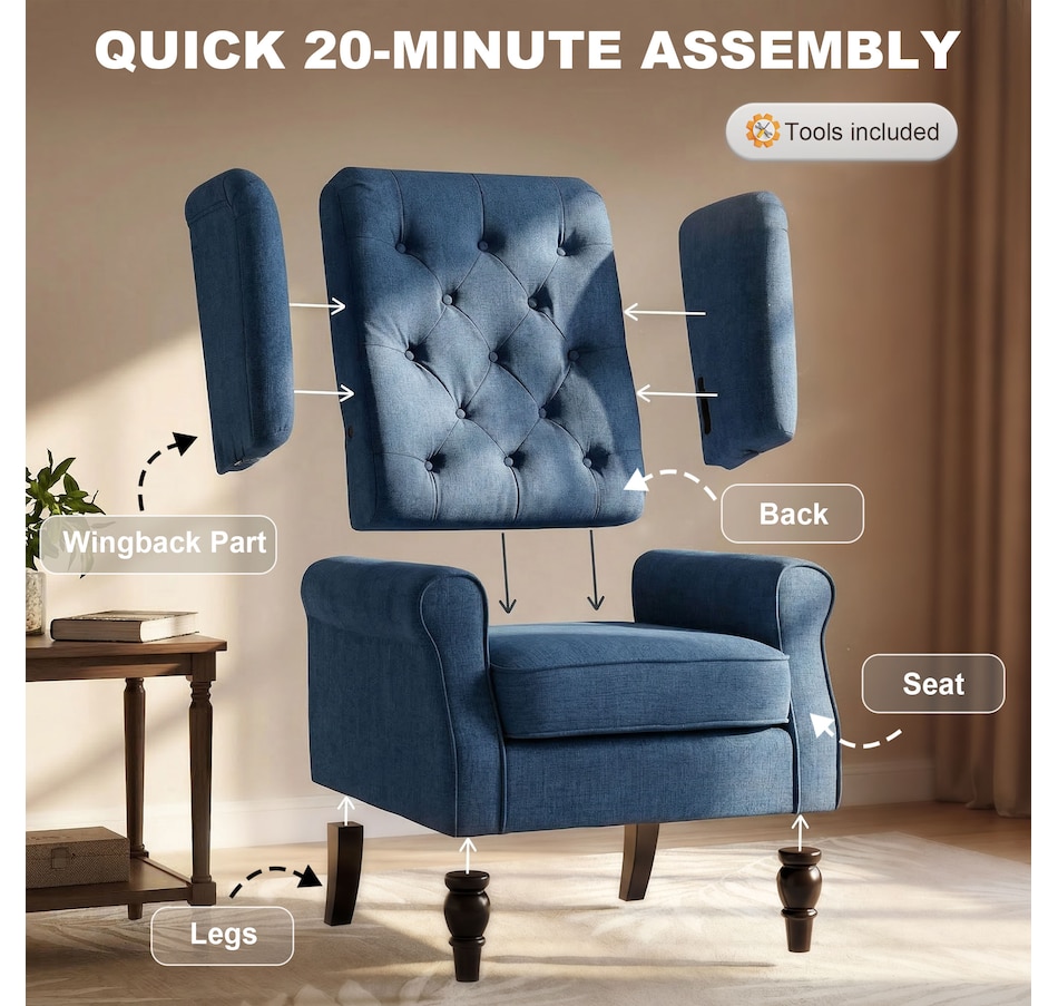 Image 926789_ALTMORE47.jpg, Product 926-789 / Price $254.99 - $299.99, HOMCOM Button-Tufted Accent Chair with High Wingback, Rounded Cushioned Armrests from HOMCOM on TSC.ca's Home & Garden department