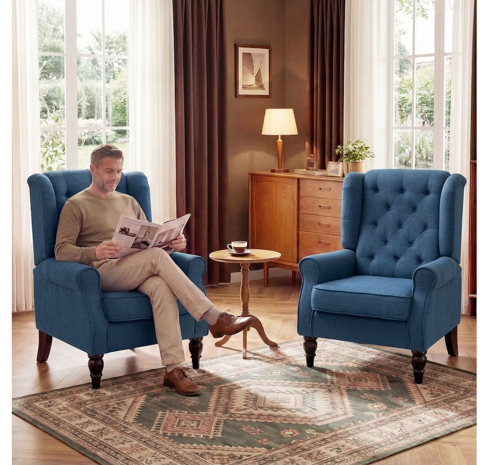 Image 926789_ALTMORE49.jpg, Product 926-789 / Price $254.99 - $299.99, HOMCOM Button-Tufted Accent Chair with High Wingback, Rounded Cushioned Armrests from HOMCOM on TSC.ca's Home & Garden department