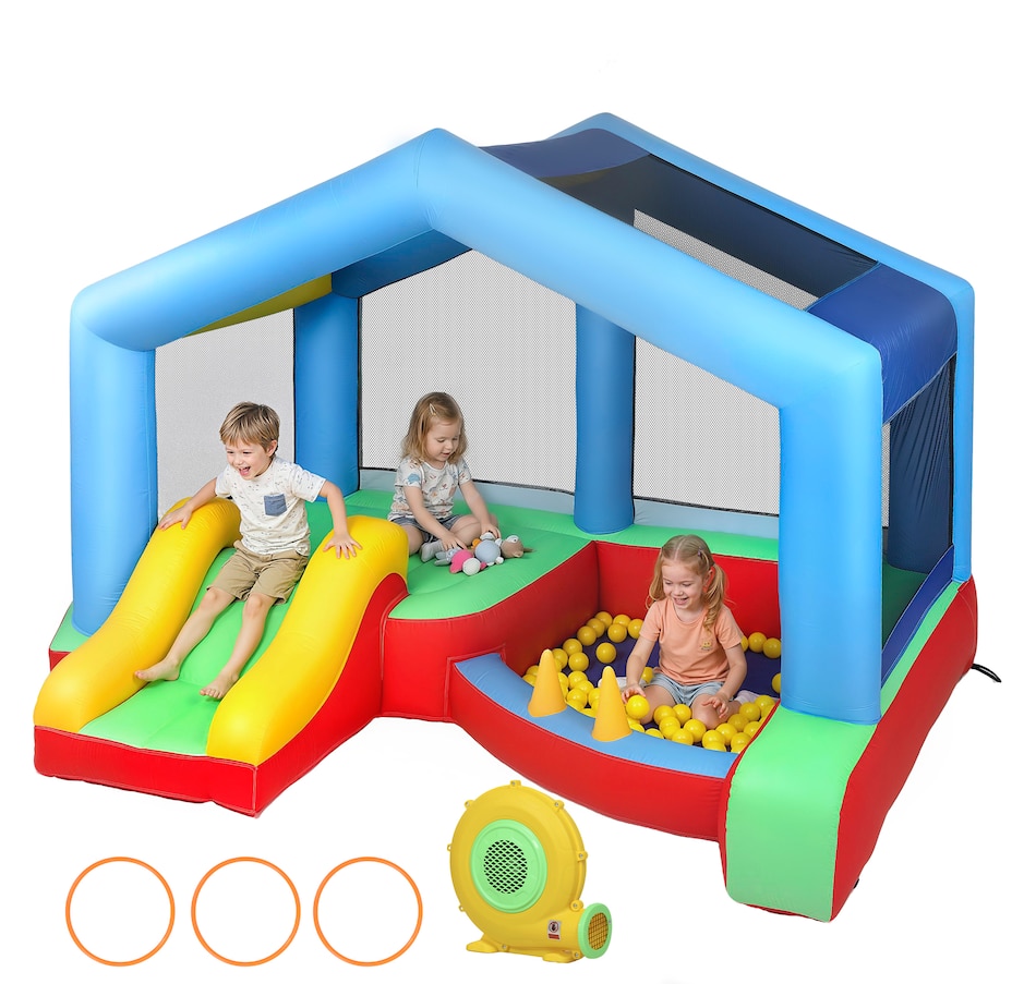 Image 926793.jpg, Product 926-793 / Price $249.99, Qaba Bouncy Castle for Kids with Slide, Ball Pit and Ring Toss Game, Blower from Qaba on TSC.ca's Home & Garden department