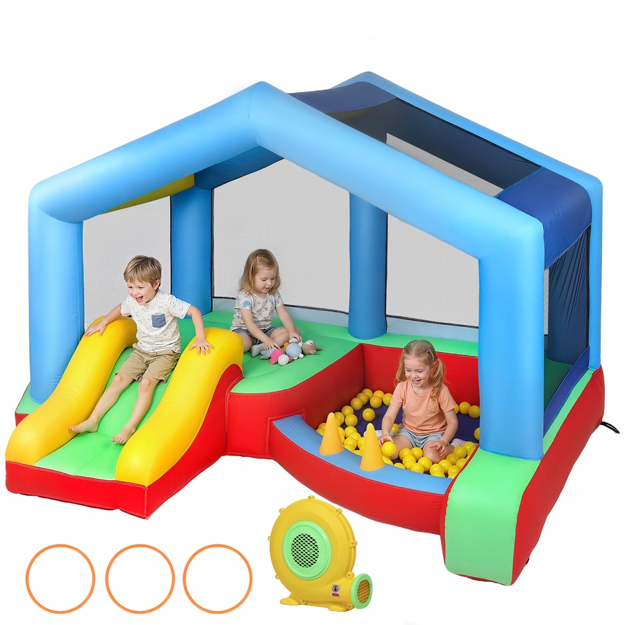 Image 926793.jpg, Product 926-793 / Price $233.99, Qaba Bouncy Castle for Kids with Slide, Ball Pit and Ring Toss Game, Blower from Qaba on TSC.ca's Home & Garden department