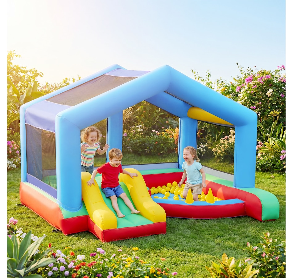 Image 926793_ALTMORE1.jpg, Product 926-793 / Price $249.99, Qaba Bouncy Castle for Kids with Slide, Ball Pit and Ring Toss Game, Blower from Qaba on TSC.ca's Home & Garden department
