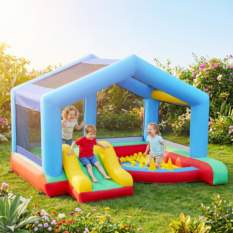 Image 926793_ALTMORE1.jpg, Product 926-793 / Price $233.99, Qaba Bouncy Castle for Kids with Slide, Ball Pit and Ring Toss Game, Blower from Qaba on TSC.ca's Home & Garden department