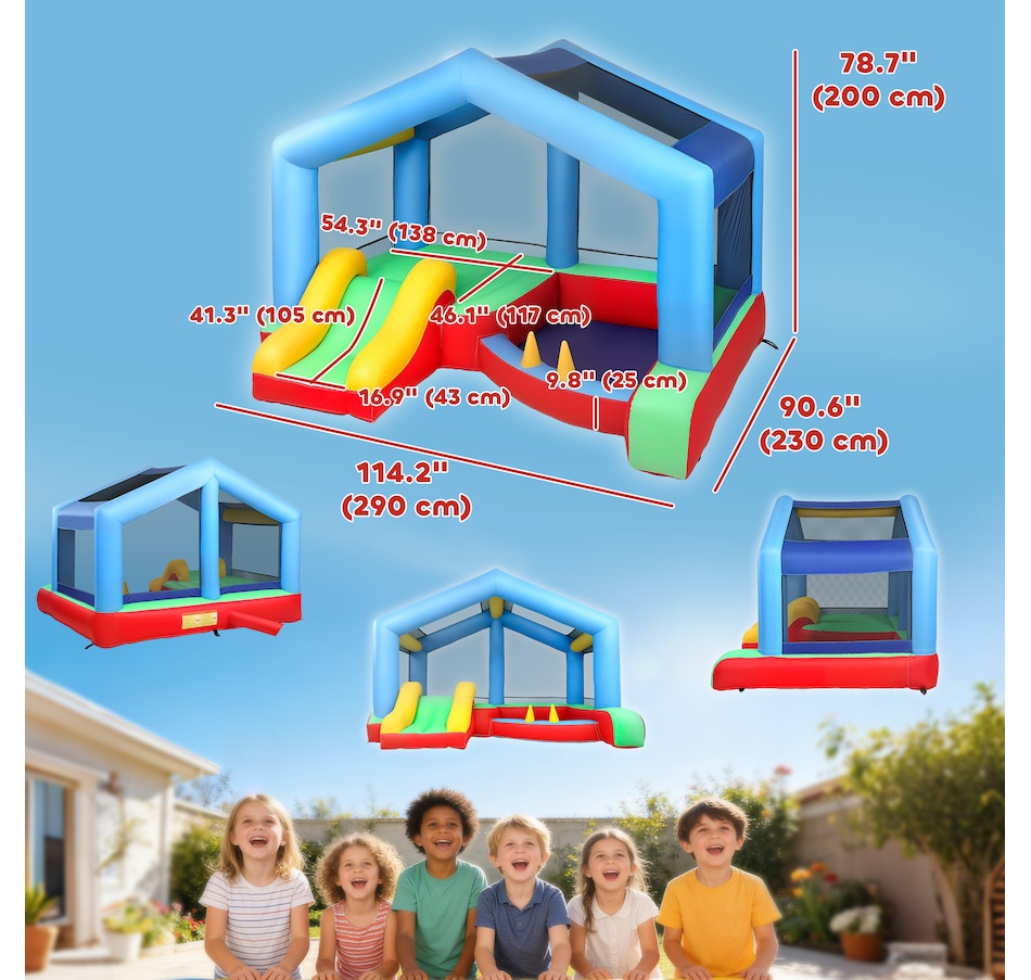Image 926793_ALTMORE2.jpg, Product 926-793 / Price $249.99, Qaba Bouncy Castle for Kids with Slide, Ball Pit and Ring Toss Game, Blower from Qaba on TSC.ca's Home & Garden department