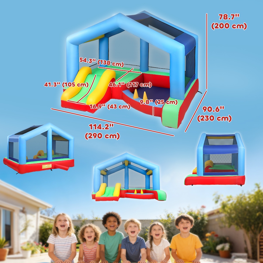Image 926793_ALTMORE2.jpg, Product 926-793 / Price $233.99, Qaba Bouncy Castle for Kids with Slide, Ball Pit and Ring Toss Game, Blower from Qaba on TSC.ca's Home & Garden department
