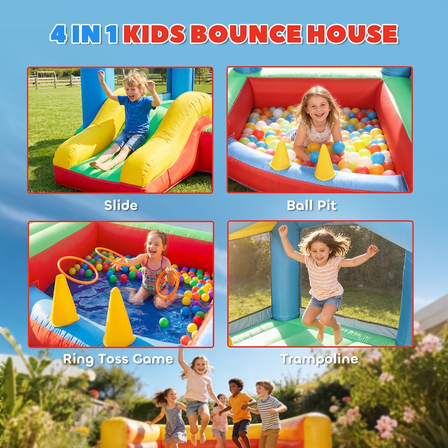 Image 926793_ALTMORE3.jpg, Product 926-793 / Price $233.99, Qaba Bouncy Castle for Kids with Slide, Ball Pit and Ring Toss Game, Blower from Qaba on TSC.ca's Home & Garden department