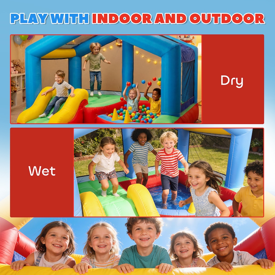 Image 926793_ALTMORE8.jpg, Product 926-793 / Price $233.99, Qaba Bouncy Castle for Kids with Slide, Ball Pit and Ring Toss Game, Blower from Qaba on TSC.ca's Home & Garden department