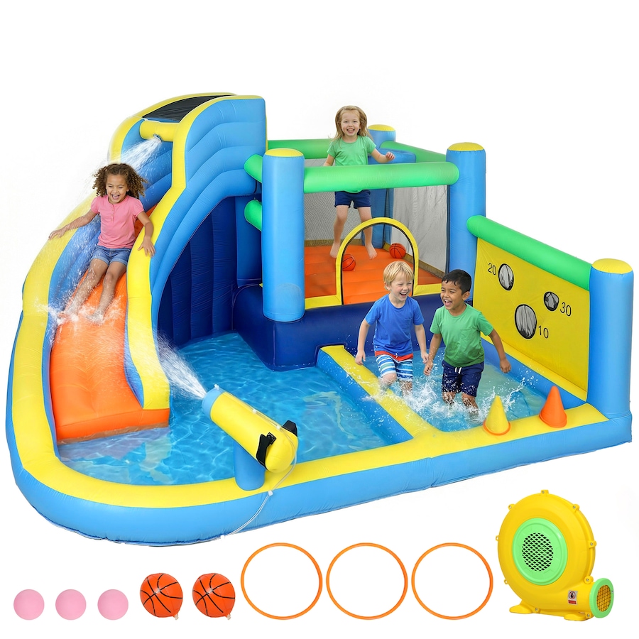 Image 926794.jpg, Product 926-794 / Price $334.99, Qaba Bouncy Castle for Kids with Slide, Pool/Ball Pit for Indoor Outdoor from Qaba on TSC.ca's Home & Garden department