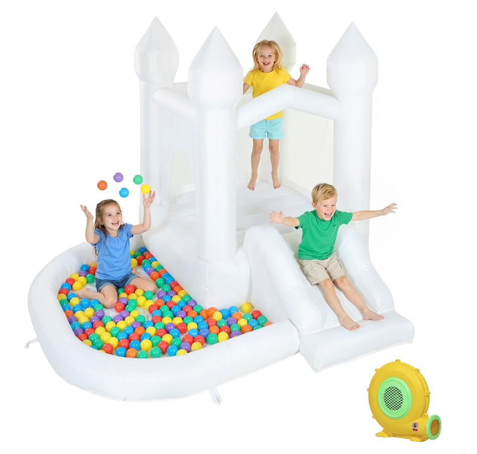 Image 926795.jpg, Product 926-795 / Price $199.99, Qaba Inflatable White Bouncy Castle with Slide and Ball Pit, White from Qaba on TSC.ca's Home & Garden department