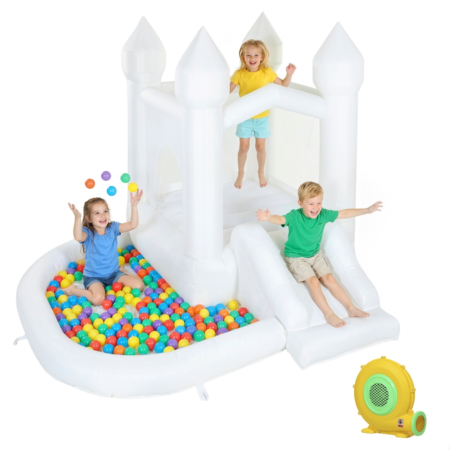 Image 926795.jpg, Product 926-795 / Price $249.99, Qaba Inflatable White Bouncy Castle with Slide and Ball Pit, White from Qaba on TSC.ca's Home & Garden department