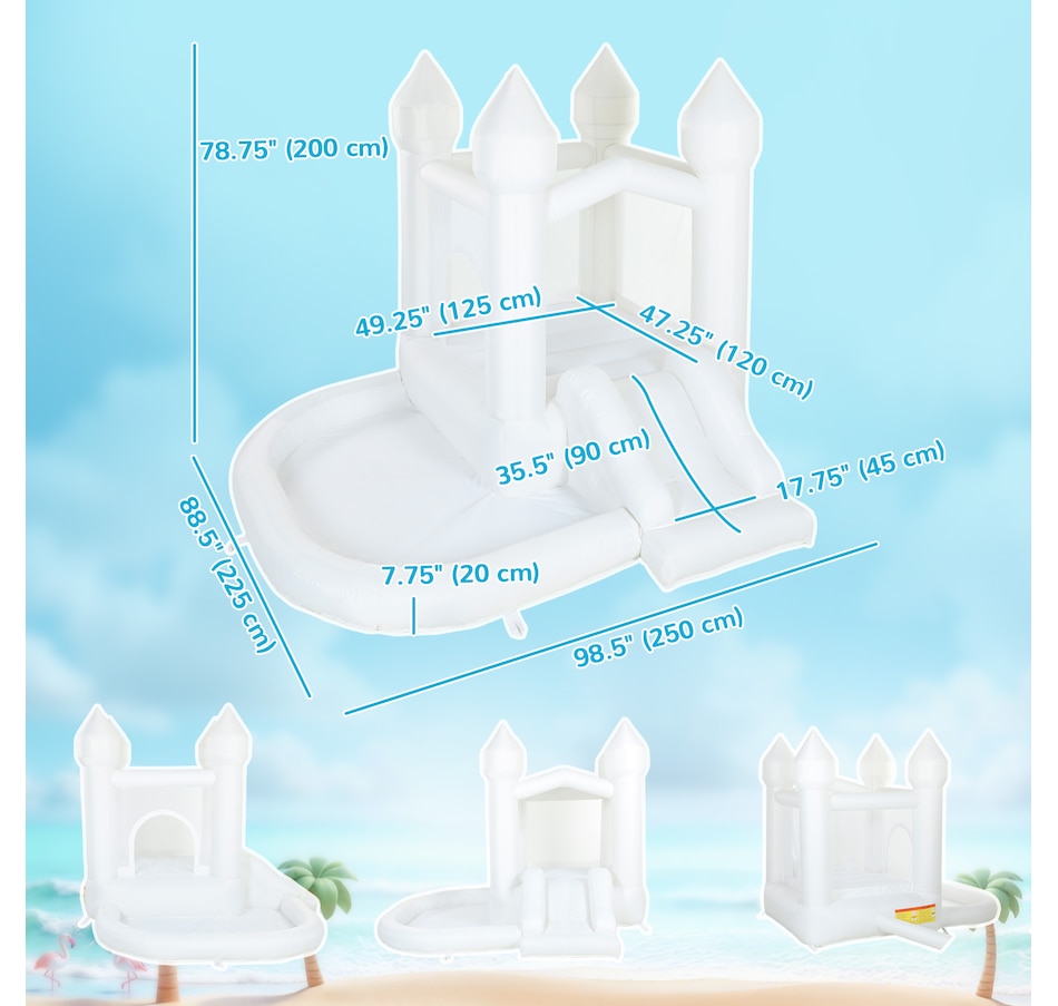 Image 926795_ALTMORE2.jpg, Product 926-795 / Price $199.99, Qaba Inflatable White Bouncy Castle with Slide and Ball Pit, White from Qaba on TSC.ca's Home & Garden department