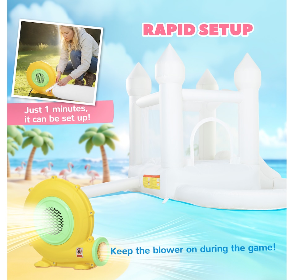 Image 926795_ALTMORE5.jpg, Product 926-795 / Price $199.99, Qaba Inflatable White Bouncy Castle with Slide and Ball Pit, White from Qaba on TSC.ca's Home & Garden department