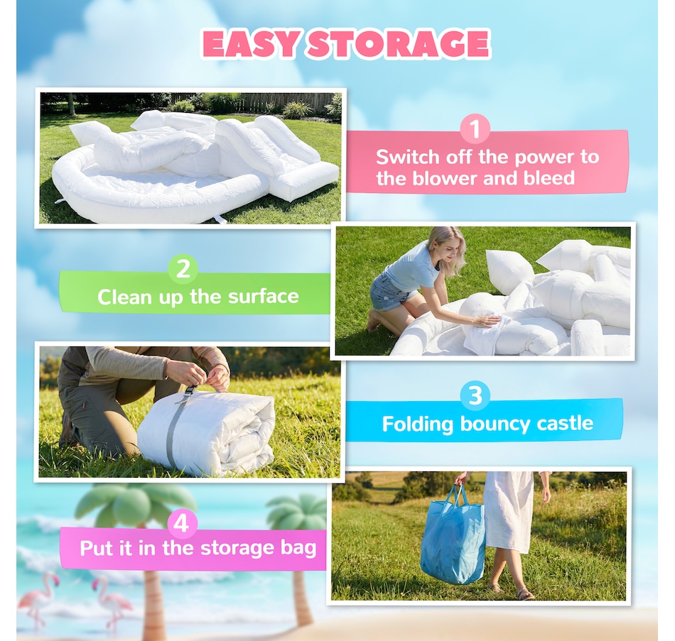 Image 926795_ALTMORE6.jpg, Product 926-795 / Price $199.99, Qaba Inflatable White Bouncy Castle with Slide and Ball Pit, White from Qaba on TSC.ca's Home & Garden department
