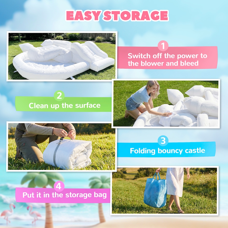 Image 926795_ALTMORE6.jpg, Product 926-795 / Price $249.99, Qaba Inflatable White Bouncy Castle with Slide and Ball Pit, White from Qaba on TSC.ca's Home & Garden department