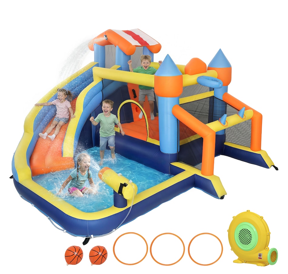 Image 926796.jpg, Product 926-796 / Price $349.99, Qaba Inflatable Bounce House with Slide, Pool/Ball Pit for Indoor Outdoor from Qaba on TSC.ca's Home & Garden department