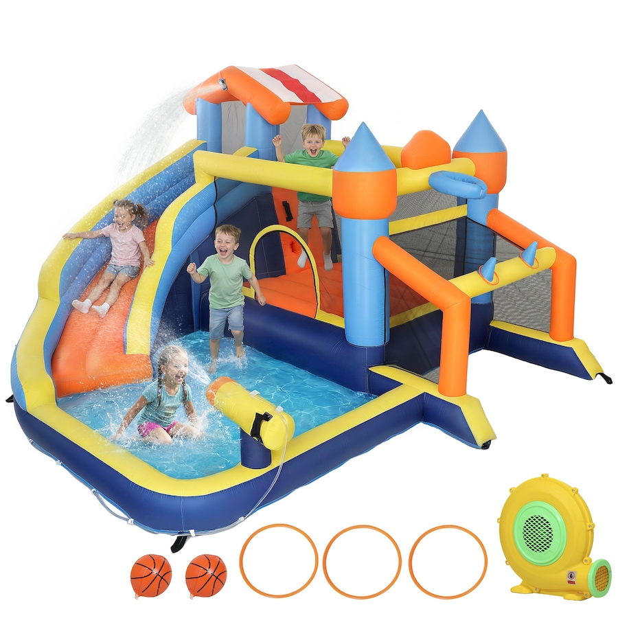 Image 926796.jpg, Product 926-796 / Price $359.99, Qaba Inflatable Bounce House with Slide, Pool/Ball Pit for Indoor Outdoor from Qaba on TSC.ca's Home & Garden department