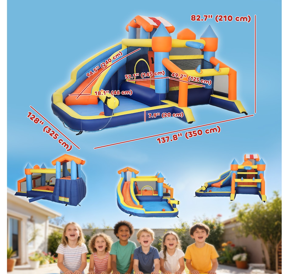 Image 926796_ALTMORE2.jpg, Product 926-796 / Price $349.99, Qaba Inflatable Bounce House with Slide, Pool/Ball Pit for Indoor Outdoor from Qaba on TSC.ca's Home & Garden department