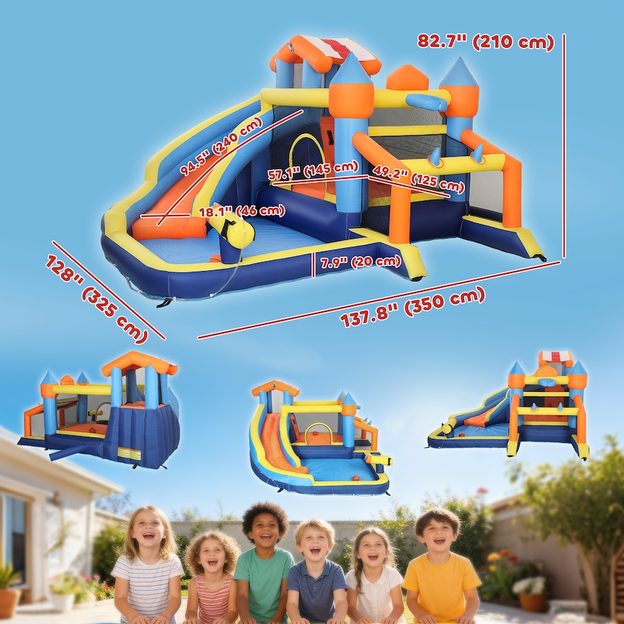 Image 926796_ALTMORE2.jpg, Product 926-796 / Price $359.99, Qaba Inflatable Bounce House with Slide, Pool/Ball Pit for Indoor Outdoor from Qaba on TSC.ca's Home & Garden department