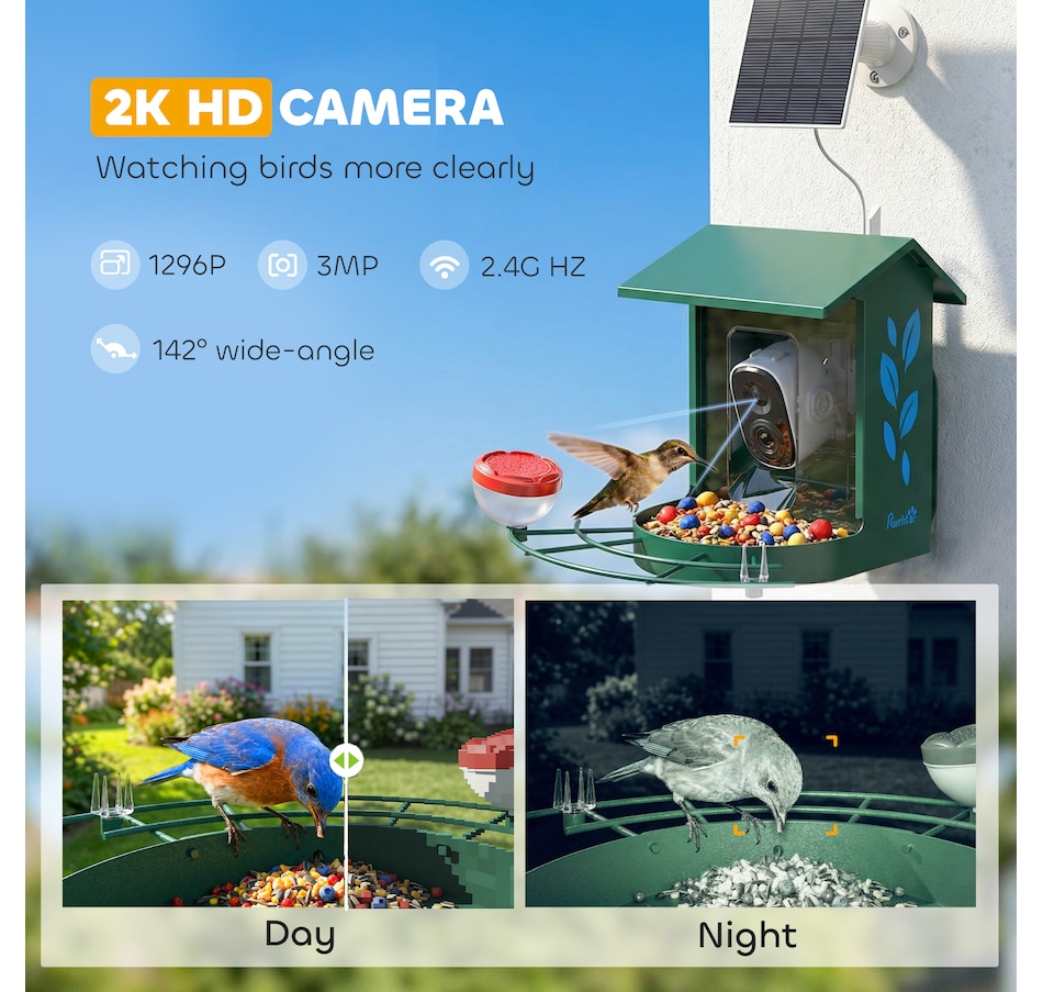 Image 926805_ALTMORE4.jpg, Product 926-805 / Price $89.99, PawHut Smart Bird Feeder Camera with AI Identify, 2K HD Live Video from PawHut on TSC.ca's Home & Garden department