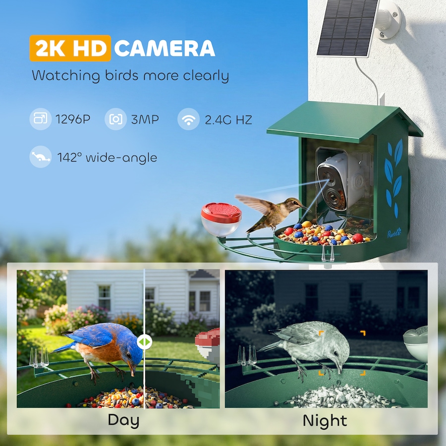 Image 926805_ALTMORE4.jpg, Product 926-805 / Price $122.99, PawHut Smart Bird Feeder Camera with AI Identify, 2K HD Live Video from PawHut on TSC.ca's Home & Garden department
