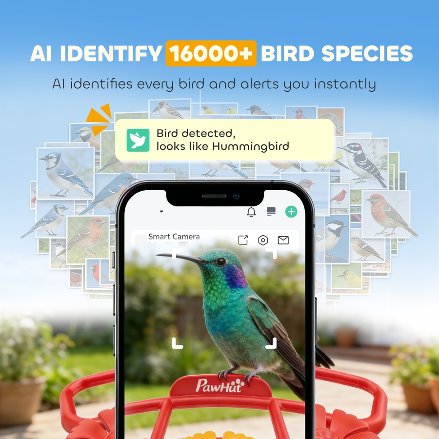 Image 926806_ALTMORE3.jpg, Product 926-806 / Price $84.99, PawHut Smart Bird Feeder with 2K HD Camera, Bird Feeder Camera AI Identify from PawHut on TSC.ca's Home & Garden department