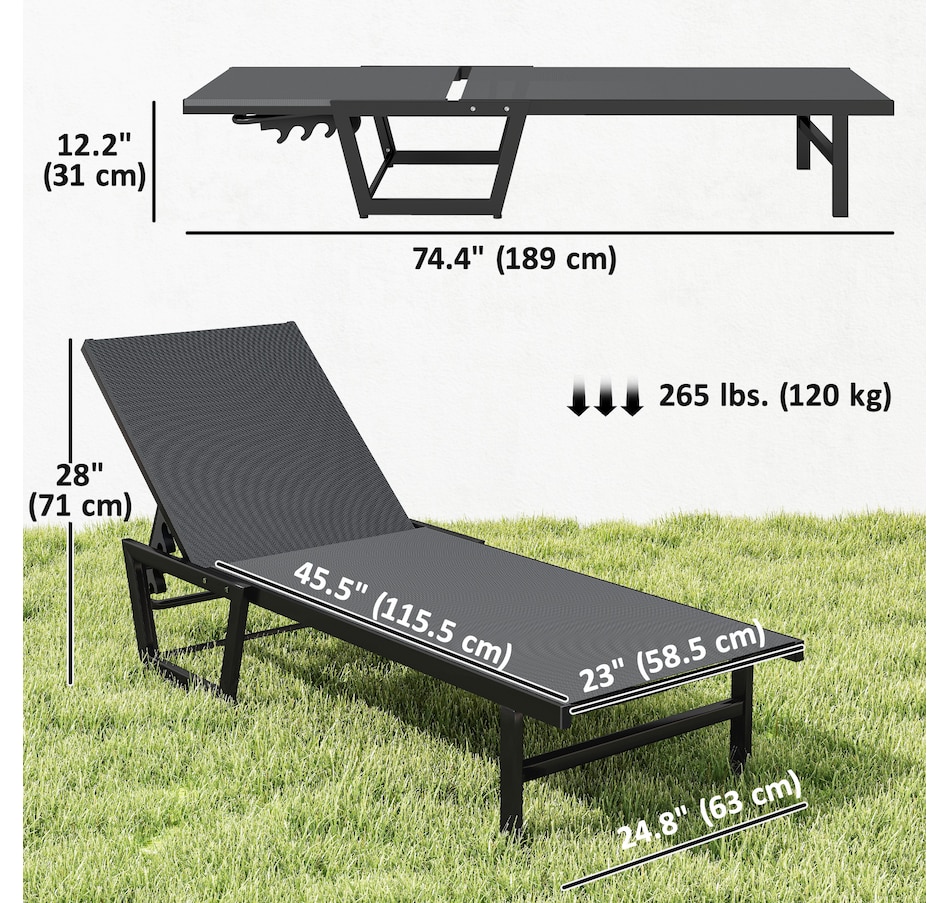 Image 926853_ALTMORE2.jpg, Product 926-853 / Price $134.99, Outsunny Lounge Chair Outdoor, 63 cm Wide Chaise Lounge Tanning Chair from Outsunny on TSC.ca's Home & Garden department