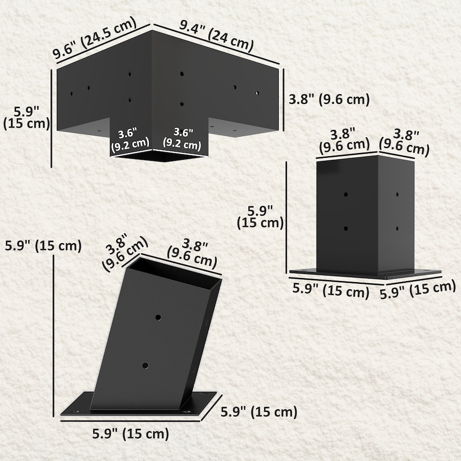 Image 926869_ALTMORE2.jpg, Product 926-869 / Price $129.99, Outsunny Pergola Brackets, 15° Slanted Roof Pergola Bracket Kit, Black from Outsunny on TSC.ca's Home & Garden department