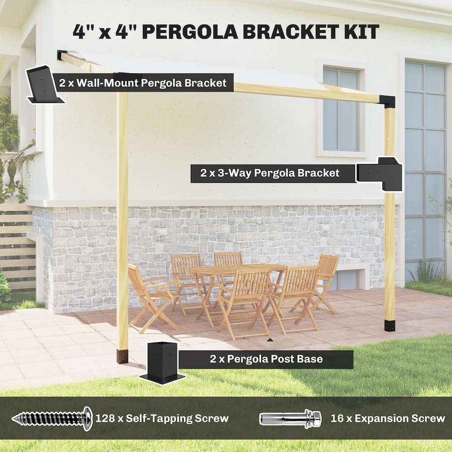 Image 926869_ALTMORE3.jpg, Product 926-869 / Price $129.99, Outsunny Pergola Brackets, 15° Slanted Roof Pergola Bracket Kit, Black from Outsunny on TSC.ca's Home & Garden department