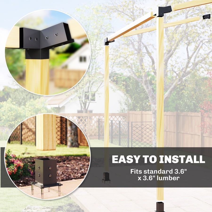 Image 926869_ALTMORE6.jpg, Product 926-869 / Price $129.99, Outsunny Pergola Brackets, 15° Slanted Roof Pergola Bracket Kit, Black from Outsunny on TSC.ca's Home & Garden department