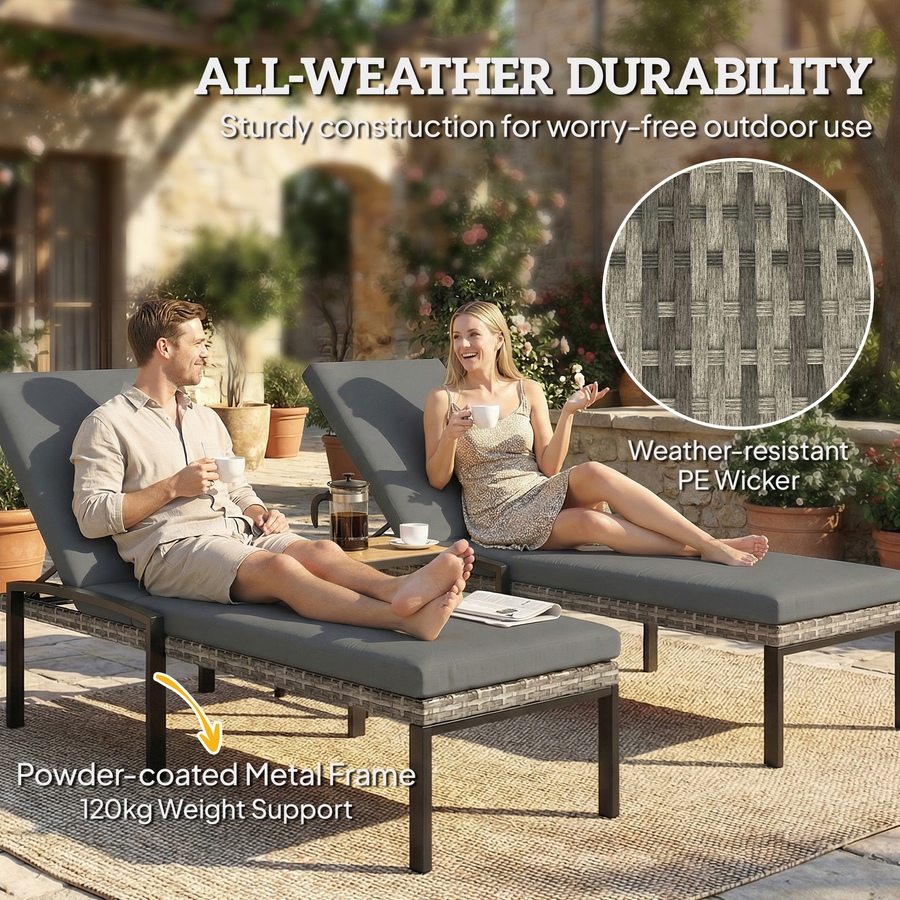Image 926933_ALTMORE14.jpg, Product 926-933 / Price $356.99, Outsunny Chaise Lounge Chairs Outdoor, Set of 2 Wicker Patio Lounge Chairs from Outsunny on TSC.ca's Home & Garden department