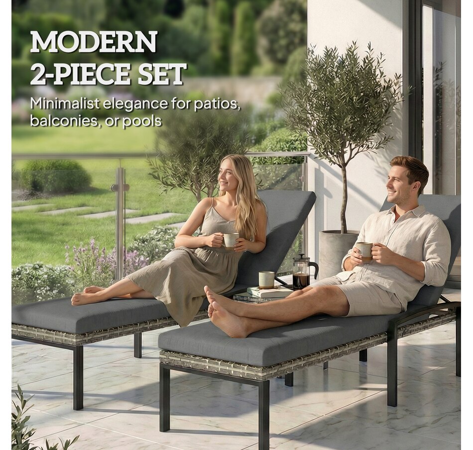 Image 926933_ALTMORE15.jpg, Product 926-933 / Price $309.99 - $339.99, Outsunny Chaise Lounge Chairs Outdoor, Set of 2 Wicker Patio Lounge Chairs from Outsunny on TSC.ca's Home & Garden department