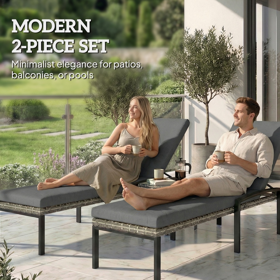 Image 926933_ALTMORE15.jpg, Product 926-933 / Price $356.99, Outsunny Chaise Lounge Chairs Outdoor, Set of 2 Wicker Patio Lounge Chairs from Outsunny on TSC.ca's Home & Garden department
