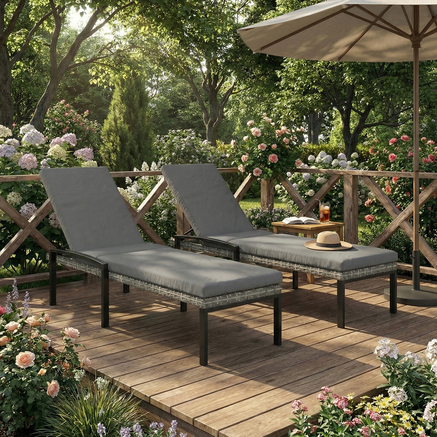 Image 926933_ALTMORE17.jpg, Product 926-933 / Price $356.99, Outsunny Chaise Lounge Chairs Outdoor, Set of 2 Wicker Patio Lounge Chairs from Outsunny on TSC.ca's Home & Garden department