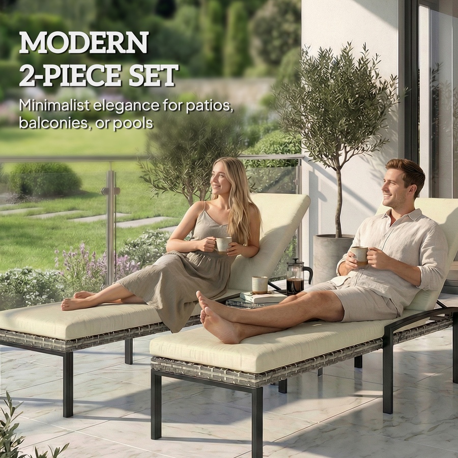 Image 926933_ALTMORE6.jpg, Product 926-933 / Price $356.99, Outsunny Chaise Lounge Chairs Outdoor, Set of 2 Wicker Patio Lounge Chairs from Outsunny on TSC.ca's Home & Garden department
