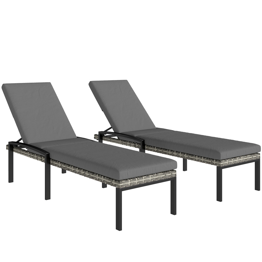 Image 926933_ST02.jpg, Product 926-933 / Price $356.99, Outsunny Chaise Lounge Chairs Outdoor, Set of 2 Wicker Patio Lounge Chairs from Outsunny on TSC.ca's Home & Garden department