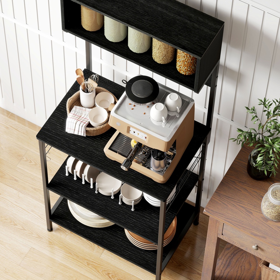 Image 927063_ALTMORE7.jpg, Product 927-063 / Price $107.99, HOMCOM Baker's Rack with Power Outlet, USB Charger, Microwave Stand, Black from HOMCOM on TSC.ca's Home & Garden department