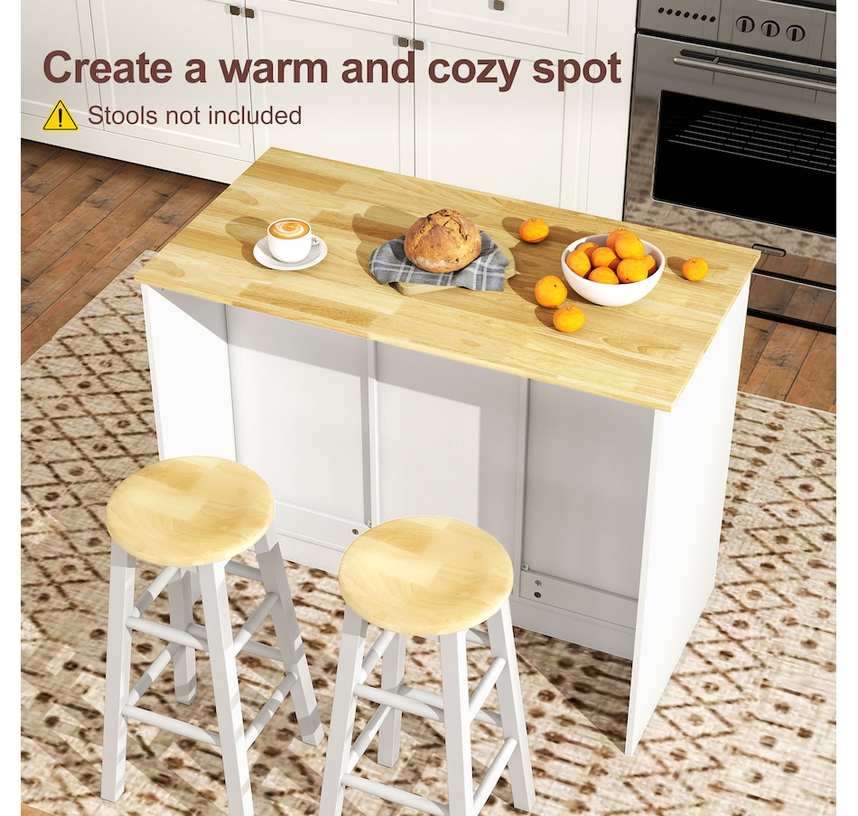 Image 927065_ALTMORE5.jpg, Product 927-065 / Price $249.99, HOMCOM Kitchen Island with Sitting Space 2 Storage Cabinets 3 Drawers White from HOMCOM on TSC.ca's Home & Garden department